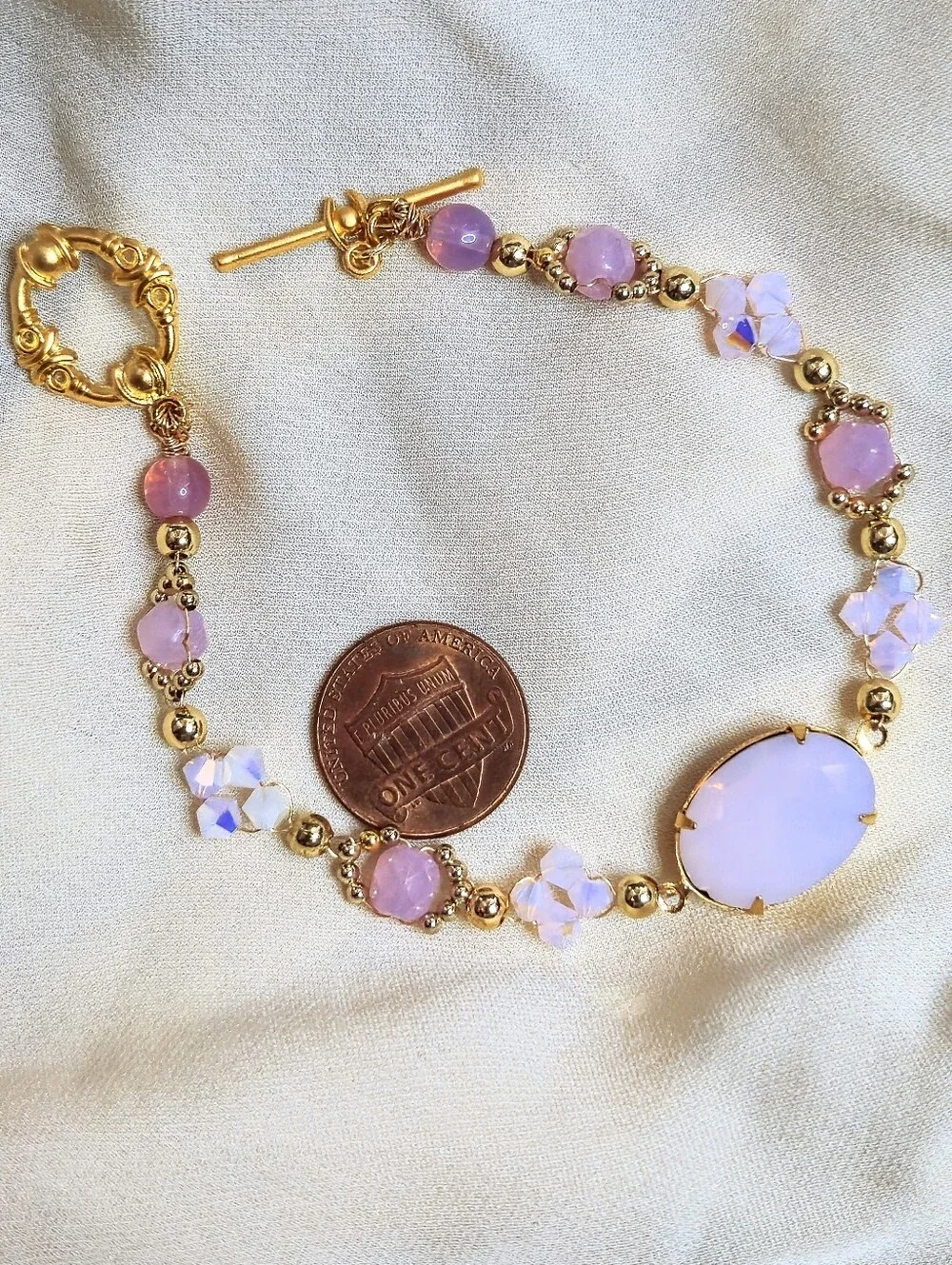 Twinkling Preciosa Pink Opal AB in Feminine & Dainty Crystal & Glass Bracelet